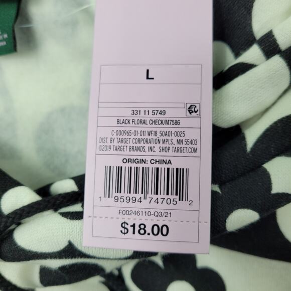 Wild Fable Black & White Daisy Checkerboard Cropped Hoodie size Large - Picture 9 of 11